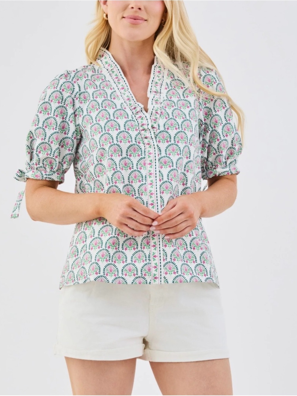 Mary Square Brynn Top | Sunshower Flora White